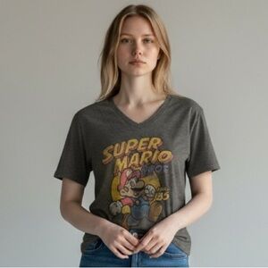 Vintage Official Nintendo Super Mario Bros T-Shirt, Ladies Large Short-Sleeve